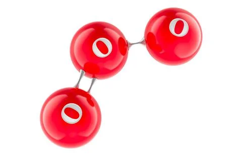 O3 ozone, trioxygen molecule. 3D rendering O3 ozone, trioxygen molecule. 3... Stock-Fotos