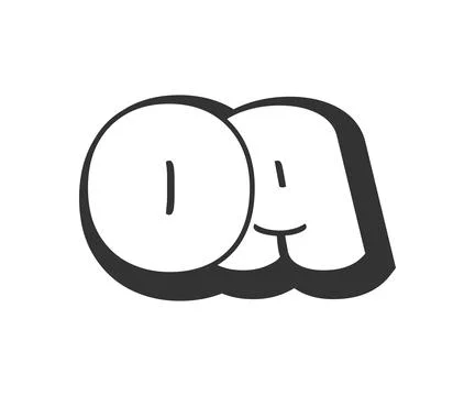 OA logo, bubble comic lettering, rounded in graffiti style black and white .. Stock Illustration