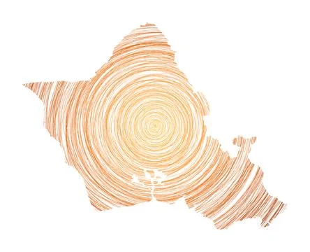 Oahu map filled with concentric circles. Sketch style circles in shape of t.. Stock Illustration