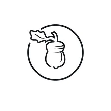 Oak acorn black  line vector illustration design Stock Illustration