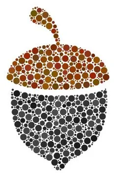 Oak Acorn Collage of Dots Illustrazione stock