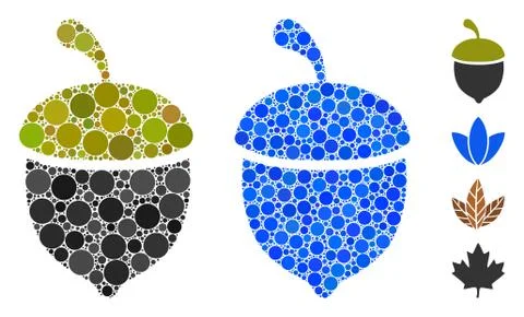 Oak Acorn Composition Icon of Circle Dots Illustrazione stock