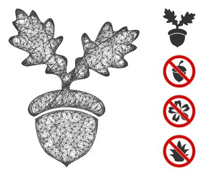 Oak Acorn Web Vector Mesh Illustration Stockillustratie