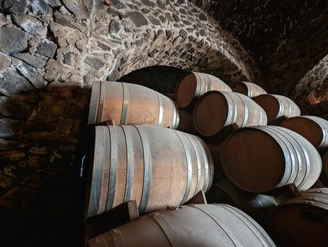 Oak Aging of Tequila in Barrels  Progress Stock Photos
