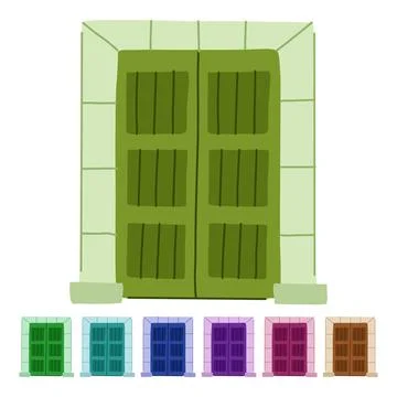 Oak ancient medieval door vector cartoon graphic Stock Illustration