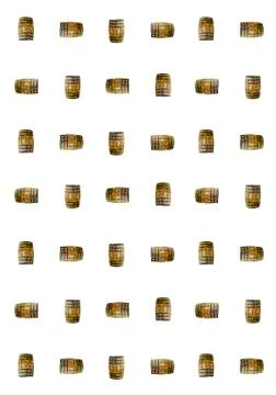 Oak barrel pattern on a white isolated background mini icon winemaking stands Stock Photos