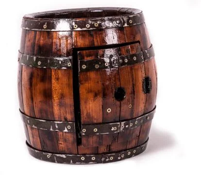 Oak barrel table Stock Photos