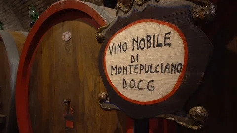 Oak barrels in an old wine cellar. Stock Footage 93568584