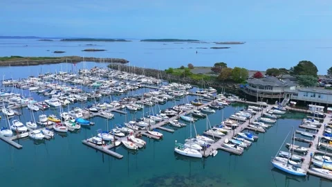 Oak Bay, BC, Canada - Sep 25, 2026: Oak Bay Marina aerial perspective Stock Footage 346411314