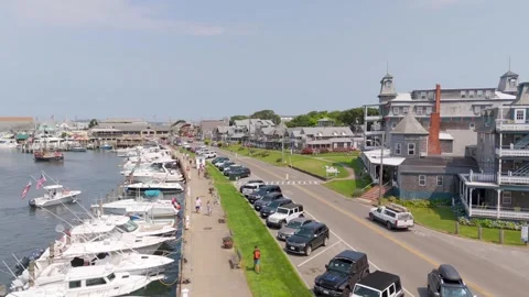 Oak Bluffs Harbor at Marthas Vineyard. Summer 2024 scene travel destination Stock Footage 281049147