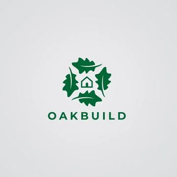 Oak build, oak tree, building, construction logo Stock Illustration