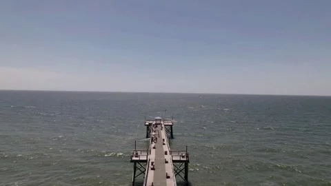 Oak Island Pier flyover Stock Footage 282317618