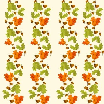 Oak Leaf, acorns. Pattern on an autumn theme with acorns and oak leaves. Vect Stock Illustration