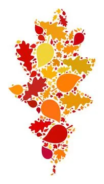 Oak Leaf Autumn Composition Icon with Fall Leaves 스톡 일러스트