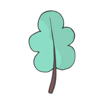 Oak leaf cartoon. Vector color illustration isolated on white background. Stock Illustration