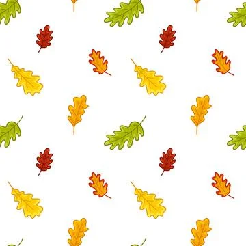 Oak leaf fall. Fall seamless pattern. Cartoon, Vector 스톡 일러스트