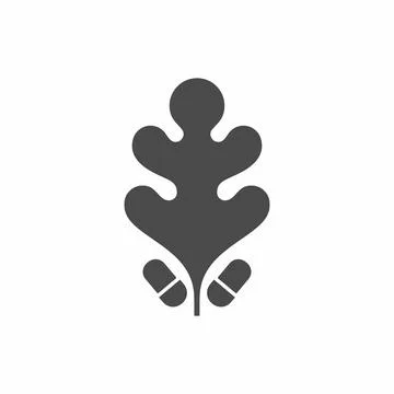 Oak leaf icon, flat design, isolated on white background Stock Illustration