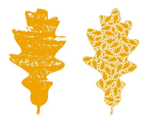 Oak Leaf Icon Recursive Composition and Grunge Textured Icon Stock Illustration