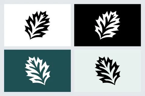 Oak Leaf Icon Set with Minimalist Vector Illustration Ilustración de archivo