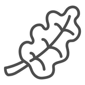 Oak leaf line icon. Tree foliage vector illustration isolated on white. Nature Stock Illustration