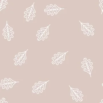 Oak leaf line seamless pattern Stock Illustration