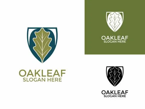 Oak leaf logo design illustration vector template, Green Oak Leaves with Sh.. Stock Illustration