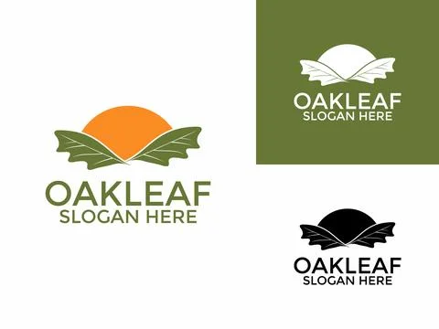 Oak leaf logo design illustration vector template, Green Oak Leaves logo de.. Stock Illustration