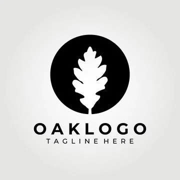 Oak leaf logo vector illustration design graphic, in circle badge Stock Illustration