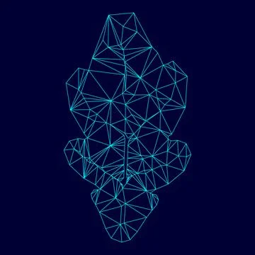 Oak leaf low poly triangulation triangulated polygonal electric cyan blue vib Stock Illustration