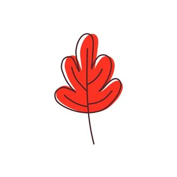 Oak leaf. Orange leaf. Fall. Flat, cartoon, vector Stock Illustration