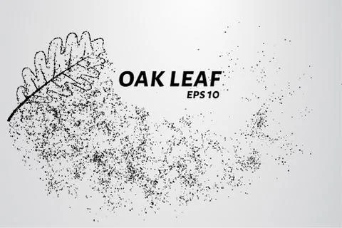 The oak leaf of the particles. The oak leaf is composed of circles and dots.  Stock Illustration