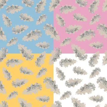 Oak Leaf Quadrant Background Seamless Pattern Stock Illustration