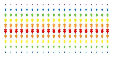 Oak Leaf Shape Halftone Spectral Pattern Stock Illustration