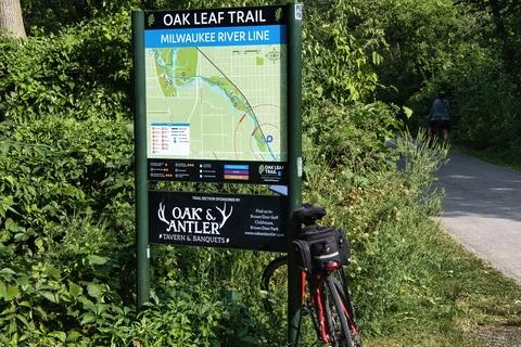 Oak Leaf Trail Map and Bike Stock Photos