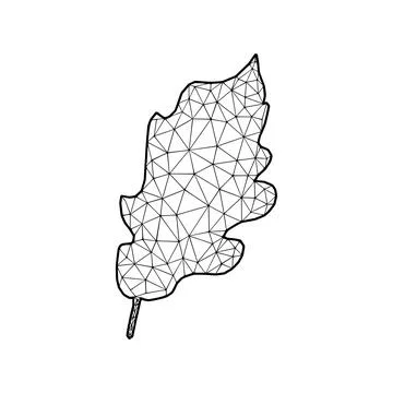 Oak Leaf vector illustration in polygonal style, isolated on white background Stock Illustration