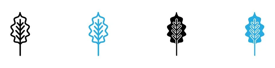 Oak leaf with veins icon vector set collection for web Stock Illustration