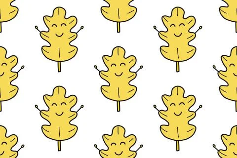 Oak leave seamless pattern isolated on white background. For your fabric Stock Illustration