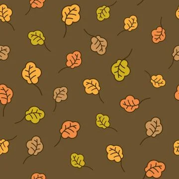 Oak leaves seamless pattern. Autumn background Stock Illustration