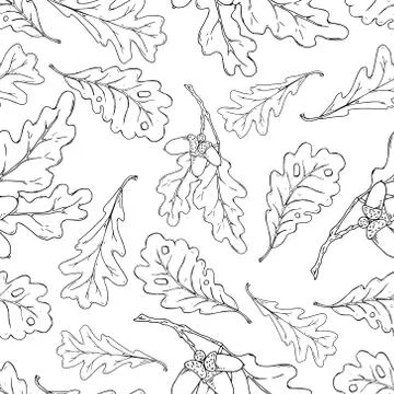 Oak leaves seamless pattern. Autumn oak leaves. Vector illustration of autumn 스톡 일러스트