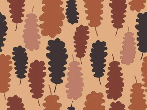 Oak leaves seamless pattern. Falling autumn leaves. Design for wrapping paper Stock Illustration