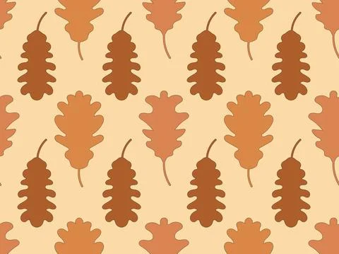 Oak leaves seamless pattern. Falling autumn leaves. Design for wrapping paper Stock Illustration