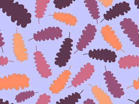 Oak leaves seamless pattern. Falling autumn leaves. Design for wrapping paper Stock Illustration