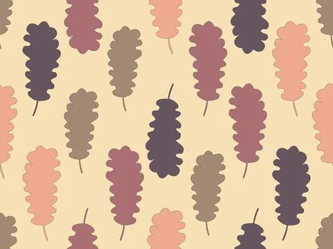 Oak leaves seamless pattern. Falling autumn leaves. Design for wrapping paper Stock Illustration