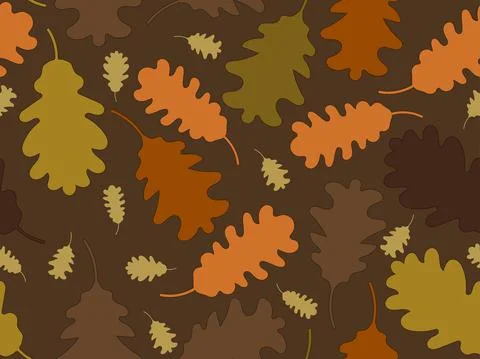 Oak leaves seamless pattern. Falling autumn leaves. Design for wrapping paper Stock Illustration