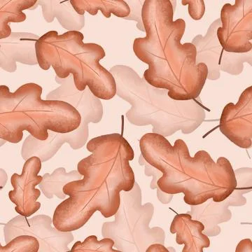 Oak leaves seamless pattern Stock Illustration