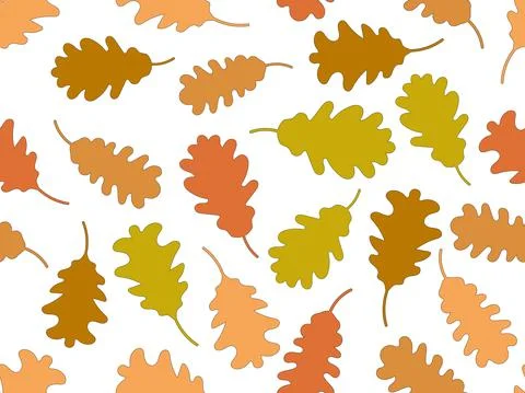 Oak leaves seamless pattern. Orange and brown oak leaves isolated on white ba Stock-Illustration