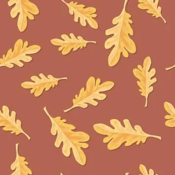 Oak Leaves Seamless Pattern Vector Illustration 스톡 일러스트