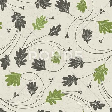 Oak leaves stylized seamless pattern, vector. Stock Illustration