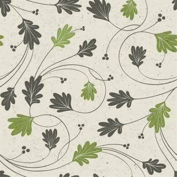 Oak leaves stylized seamless pattern, vector. 스톡 일러스트