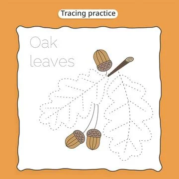 Oak Leaves Tracing Practice Worksheet Template Stockillustratie